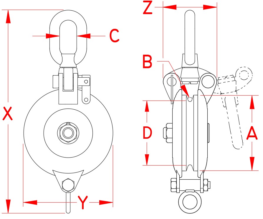 Stainless Steel Snatch Block, S0428-0075-W, S0428-0100-W, S0428-0125-W, S0428-0150-W